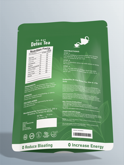 Skinny 30 Day Detox Tea Kit-1 Daytime (14 Bags)  Non GMO, Vegan, All Natural Teas, Made with Green Tea and Herbal Teas for Natural Detox and Cleanse, Reduce Bloating, Eases Constipation